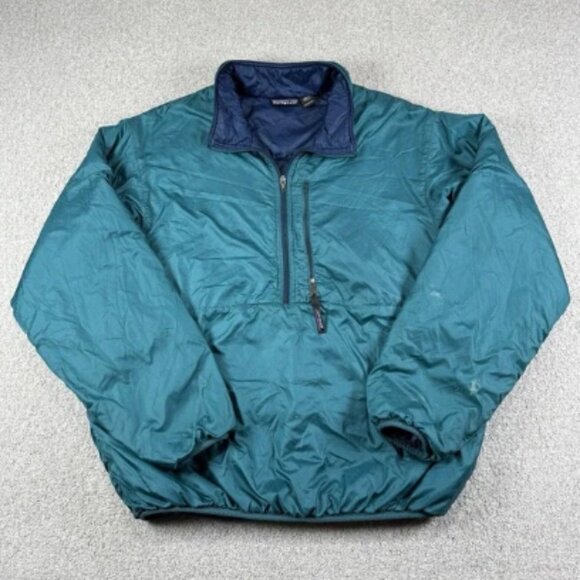 Vintage Patagonia Puff Ball Jacket USA Blue 1/2 Zip Large - Picture 1 of 7